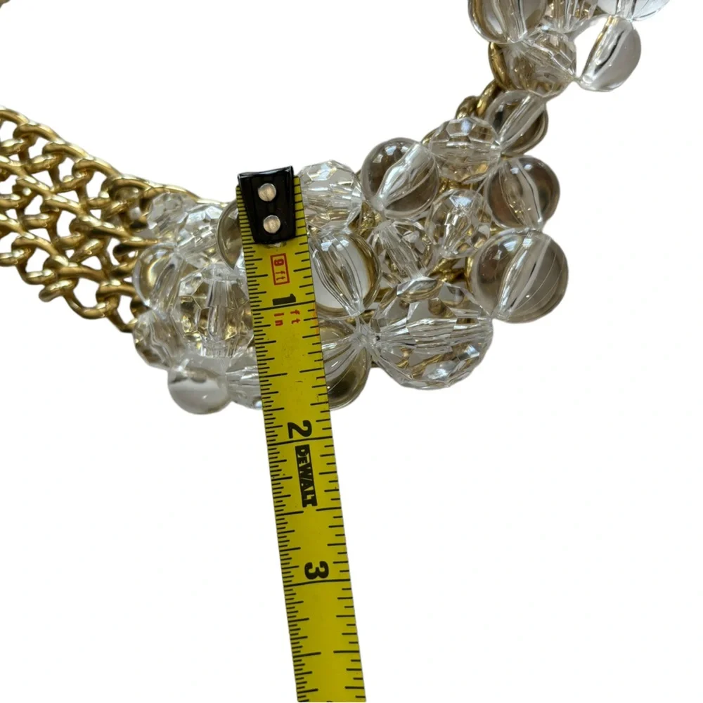 Anne Fontaine Lucite Bead On Clair Gold Tone Peter Pan Collar Volta Necklace 18”
